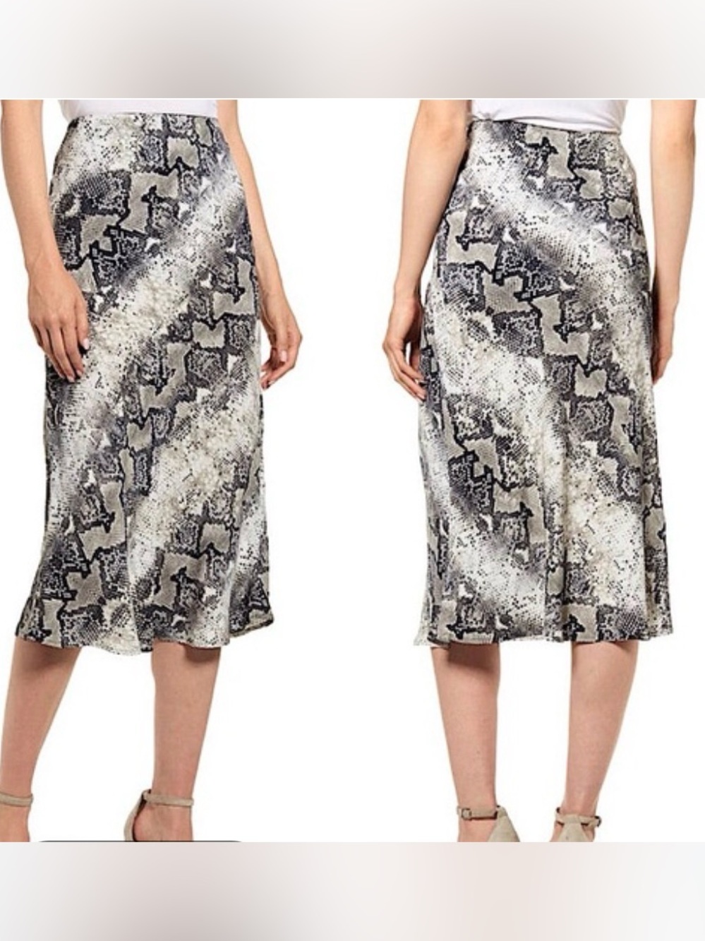 Sanctuary Snake-Print Midi Skirt - Black & Gray